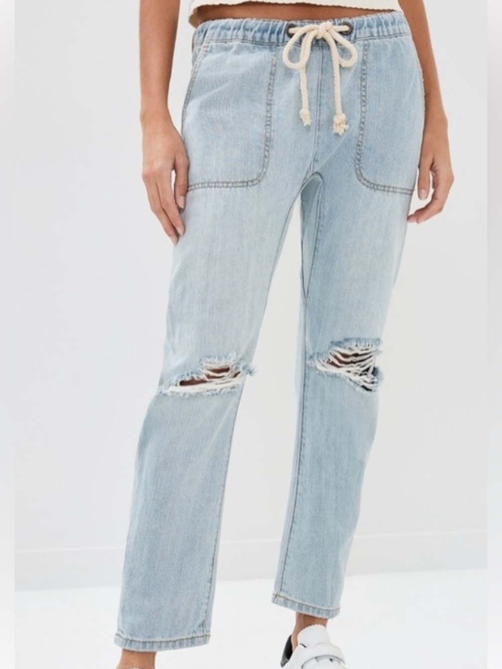 One Teaspoon Shabbies Drawstring Boyfriend Denim Jogger Pants In Hustler